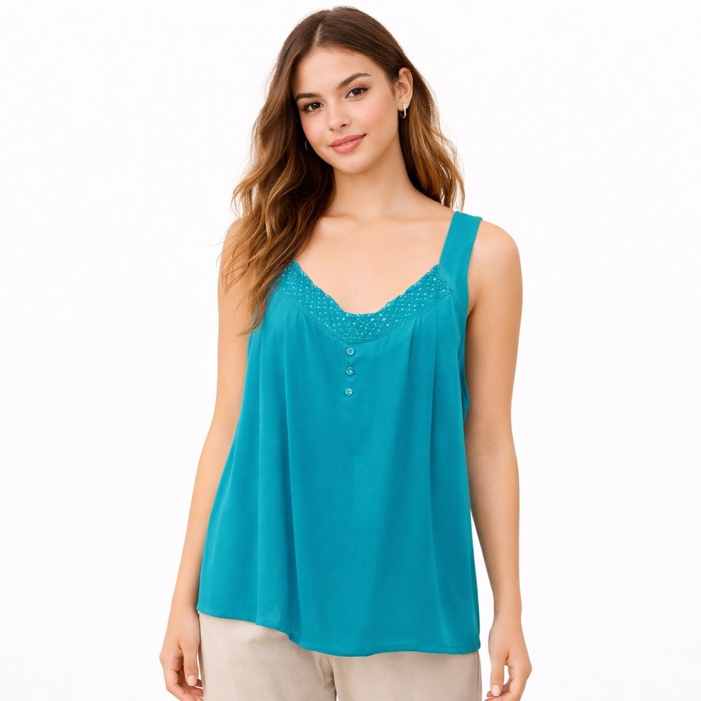Modcloth Women's Blouse Simple Wonders Rayon Crochet Neckline Woven Boho 2x
